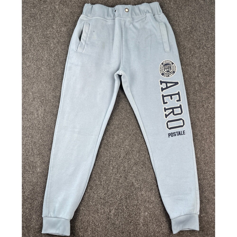 Y2K Aeropostale Spellout Jogger Sweatpants Mens Medium Light Blue